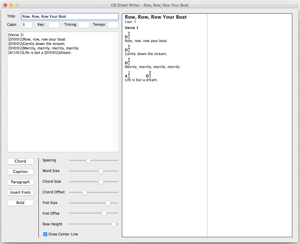 Chord Sheet Music Software Screenshot
